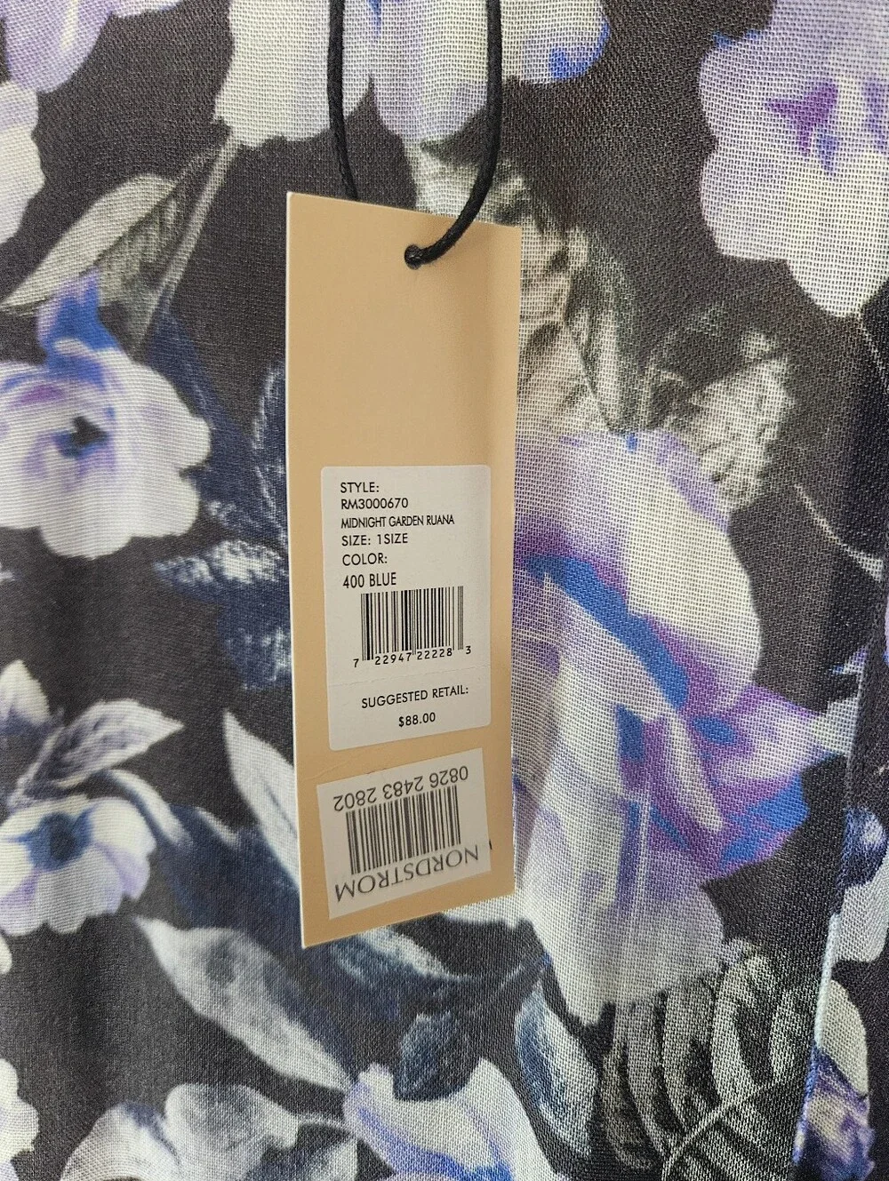 Rebecca Minkoff sheer black purple floral kimono Midnight Garden ruana wrap NWT